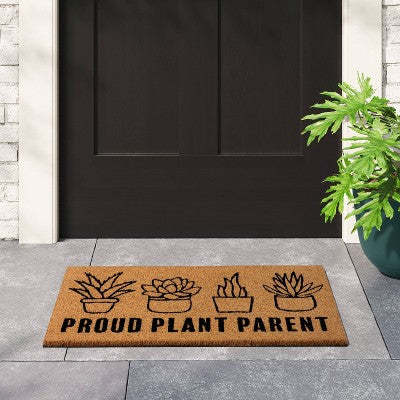 1'4"x2'4" Proud Plant Parent Rectangle Outdoor Door Mat Black - Room Essentials (LOCAL PICKUP ONLY)