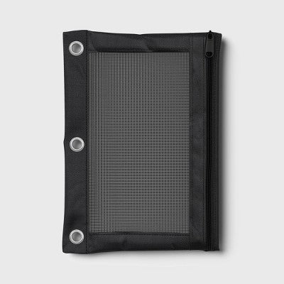Single Zip Mesh Binder Pencil Pouch Black - up&up