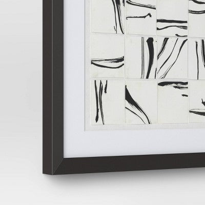 (Set of 2) 16"x20" Patterned Lines Abstract Framed Arts Black - Threshold (LOCAL PICKUP ONLY)