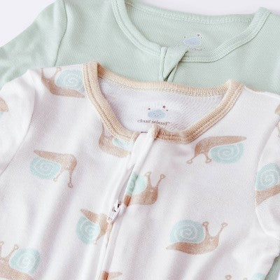 Baby 2pk Snails Soft Modal Blend Pajamas Cloud Island Mint 3-6M