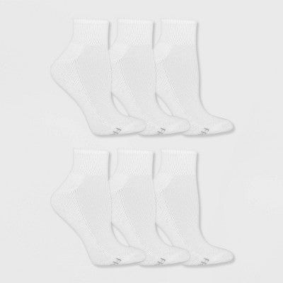 Fruit of the Loom Women's Cushioned 6pk Ankle Socks - White 4-10: Moisture Wicking, 4-Way Stretch