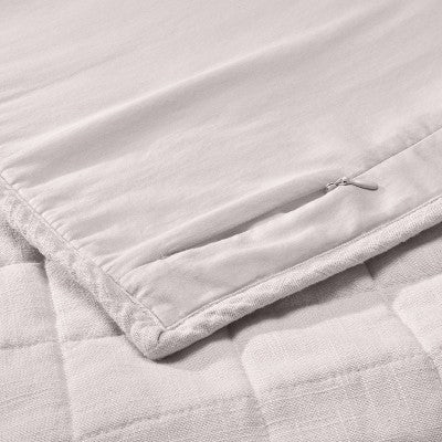 King Heavyweight Linen Blend Quilt Pillow Sham Natural - Casaluna: Rayon & Cotton, Diamond Pattern, Zipper Closure