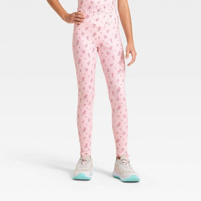 Girls' Crossover Ruffle Waistband Leggings - Light Pink XL