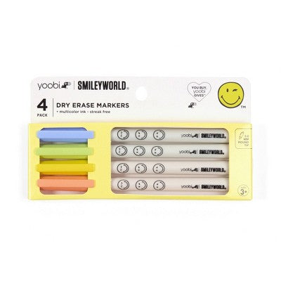 Yoobi SmileyWorld 4pk Dry Erase Markers, School Supplies