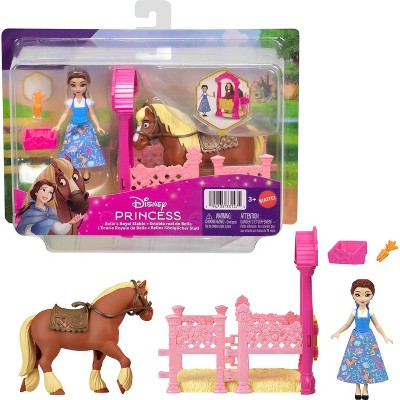 Disney Princess Belle & Philippe Small Doll & Horse Set with Stable Playset & Accessories