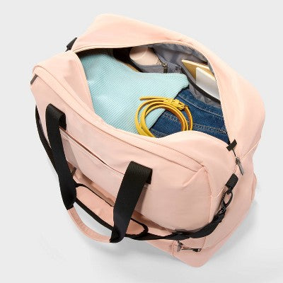 Weekender Bag with Drop-Bottom Pink - Open Story?: Travel Luggage