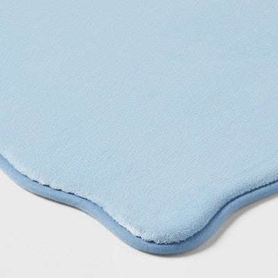 Scalloped Machine Washable Cushion Foam Bath Rug Blue - Room Essentials