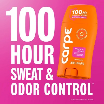 Carpe Women's 100HR Sweat & Odor Control Antiperspirant Deodorant - Tropical Berry - 1.76oz: Under Arm, Paraben-Free, Cream
