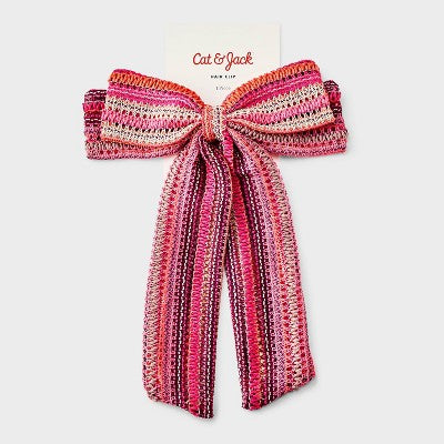 Girls' Scallop Striped Bow Barrette - Cat & Jack Red/White/Blue