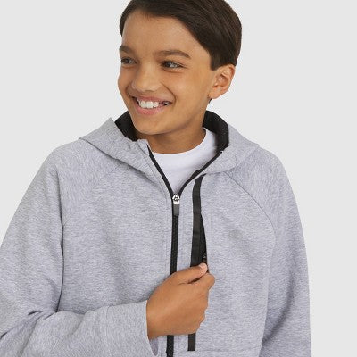 Champion Boys' Double Knit Zip-Up Hoodie - Heather Gray XL