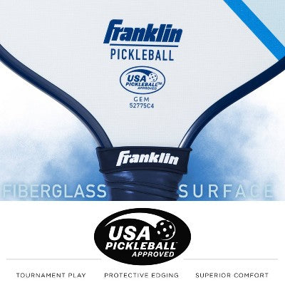 Franklin Sports 2 Player Poly Paddle with Ball Set - Blue/Light Blue: Fiberglass Pickleball Equipment