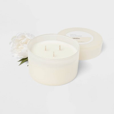3 Wick Glass Jar Candle with Lid Peony and Freesia 11.5oz - Room Essentials