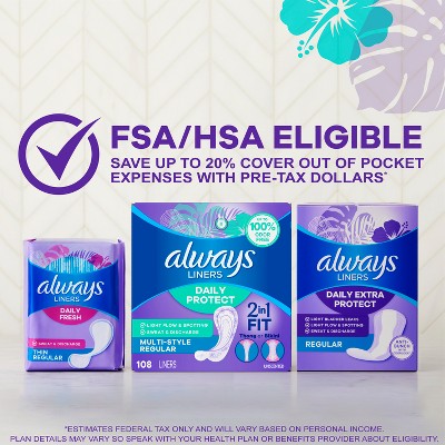 Always Multi-Style Light Regular Panty Liners - 108ct