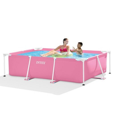 Intex 28266EH 7'L x 5'W x 23-5/8"H Rectangular Metal Frame Above Ground Outdoor Backyard Swimming Pool, 439 Gallons of Water, Pink (LOCAL PICKUP ONLY)
