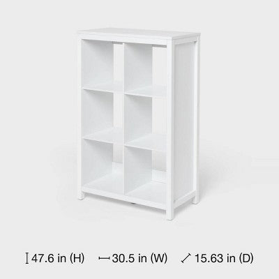 47.6'' Tall 13'' 6-Cube Vertical Shaker Style Storage Cubbies White - Brightroom (LOCAL PICKUP ONLY)
