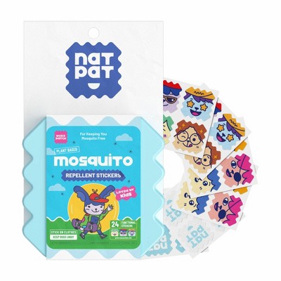 NATPAT 24ct "BuzzPatch" DEET-Free Kids Mosquito Repellent Stickers: Citronella Scented, Safe for All Ages, Ready to Use