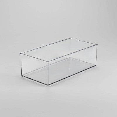 12" x 6" x 4" All Purpose Storage 1/2 Storage Bin - Brightroom: Clear Plastic Decorative Container, No Assembly Required