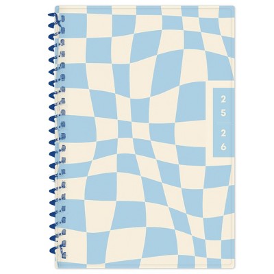 Blue Sky Weekly/Monthly Spiral Planner 5"x8" Printed Dylan Blue Check Swirl