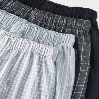 Men's 4pk Striped Woven Boxer Shorts - Goodfellow & Co Gray/Black XL