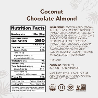 ALOHA Coconut Chocolate Almond Plant-Based Protein Bars - 14g Protein - 9.88oz/5ct