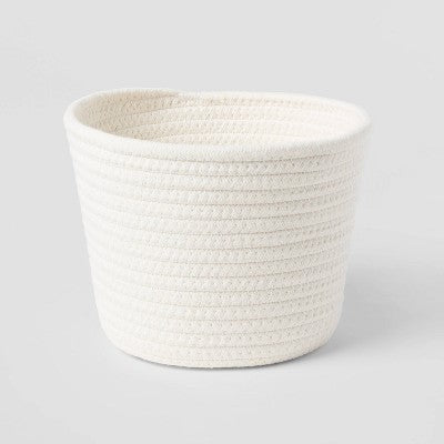 Decorative Coiled Rope Basket White - Brightroom: Circular Polyester, 6" Height, 8" Width, Spot Clean, Gift Basket