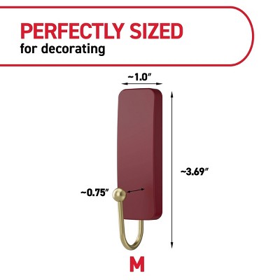 Command 2ct Damage-Free Medium w/4 Strips - Burgundy