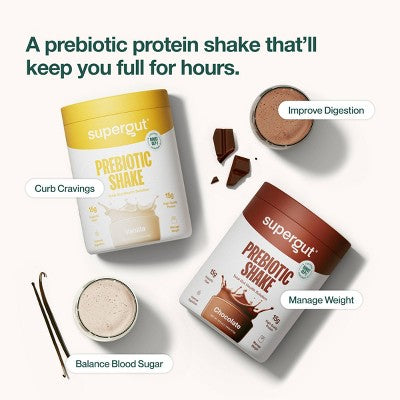 Supergut Prebiotic Shakes for GLP-1 Craving Control & Digestive Health - Chocolate - 16.6oz