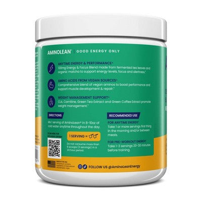 RSP Nutrition AminoLean x Smart Sweets Pre-Workout Energy Supplements Peach Ring Candy Powder - 6.3oz
