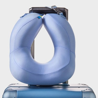 Contoured Memory Foam Neck Pillow - Open Story Blue