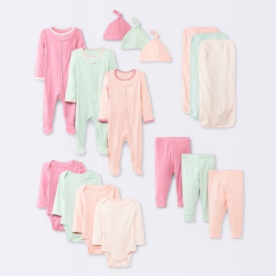 Baby Girls' Layette Gifting Bundle - Cloud Island Pink 3-6M