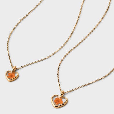 Bella Uno Bellissima 14kt Gold Dipped Flower Duo Necklace Set Extender