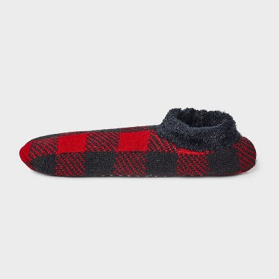 Women's Buffalo Plaid Double Lined Cozy Booties with Grippers - Auden Red/Black 4-10