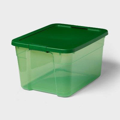 66qt Latch Box Green Tint - Brightroom: Stackable Plastic Storage with Lidded Design, Universal Utility Tubs, 66qt Capacity (LOCAL PICKUP ONLY)