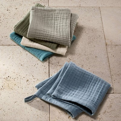 5pk Organic Gauze Washcloth Set Cool - Casaluna
