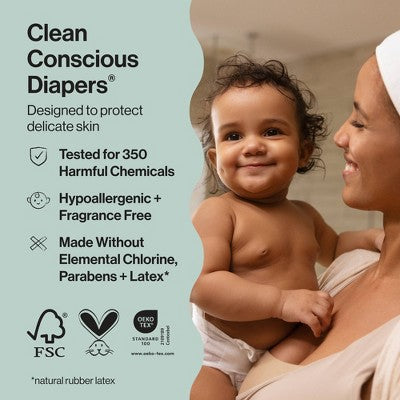 The Honest Company Clean Conscious Disposable Diapers - Ocean Bottoms & Chilly Cheeks - Size 3 - 62ct