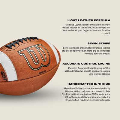 Wilson GST Speed Skin Official Football - Brown: Regulation Size, Leather Composite, Butyl Bladder