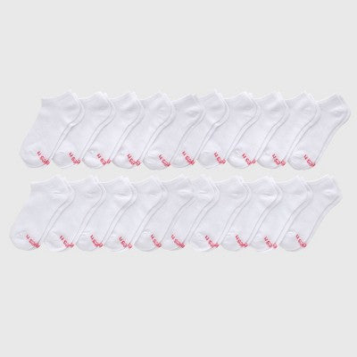 Hanes Girls' 20pk No Show Socks - White M