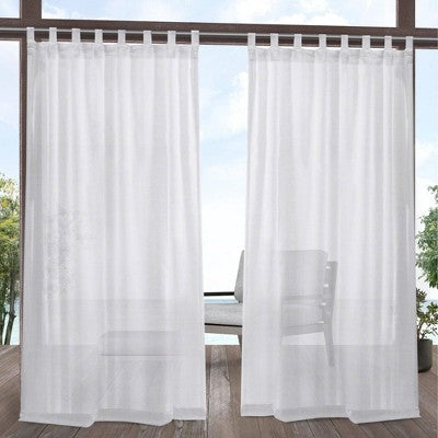 Set of 2 (84"x54") Miami Indoor/Outdoor Tab Top Window Curtain Panels White - Exclusive Home: Weather-Resistant Privacy