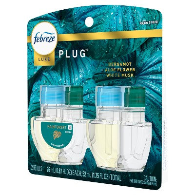 Febreze Luxe Plug Dual Refill Air Freshener - Rainforest - 1.75 fl oz/2ct