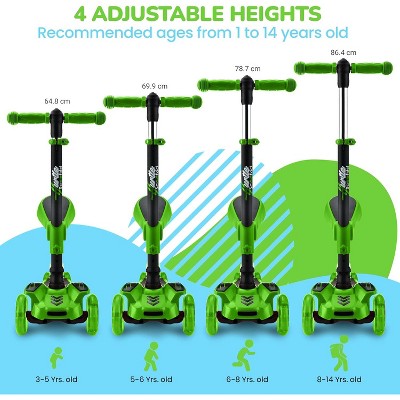 Hurtle 3-Wheeled Scooter for Kids - Wheel LED Lights - Green (LOCAL PICKUP ONLY)