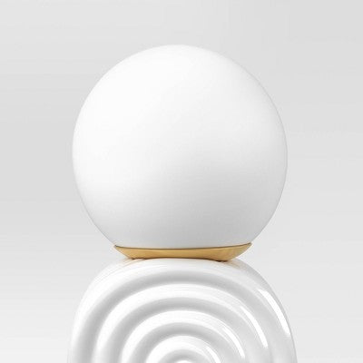 Mini Glass Orb Shade with Ceramic Base Novelty Table Lamp White - Room Essentials