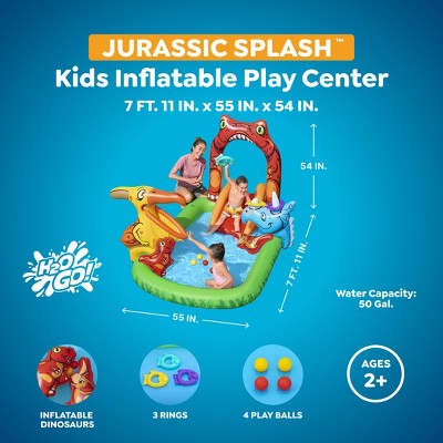 H2OGO! Jurassic Splash Inflatable Water Activity Play Center, 7'11" x 55" x 54"