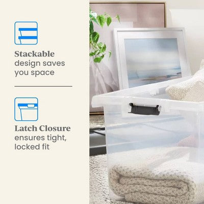 Extra Large Latching Clear Storage Box - Brightroom: Stackable Utility Tote with Built-In Handles, 100qt Capacity (LOCAL PICKUP ONLY)