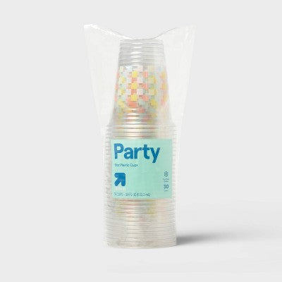 Disposable Clear Cup - Checkered - 18oz/30ct - up&up