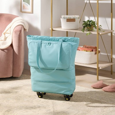Collapsible Rolling Tote Blue - Brightroom