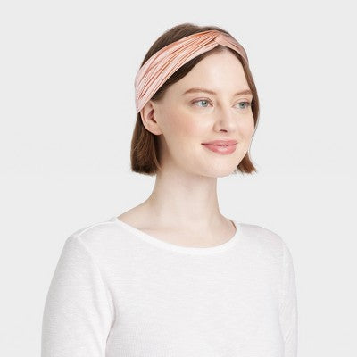 Twisted Headwrap - A New Day Peach Orange: Solid Recycled Polyester & Spandex, Hair Styling, All Hair Types