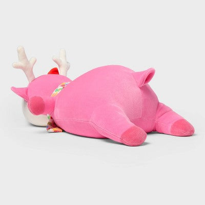 Holiday Pink Deer Weighted Plush Kids' Throw Pillow- Pillowfort