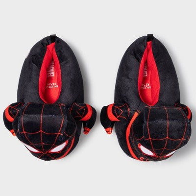 Kids' Marvel Spider-Man 3D Plush Slippers - Black 4-5