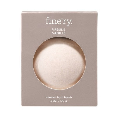 fine'ry. Bath Bomb - Fireside Vanille - 6oz: Normal Skin Type, Box Container