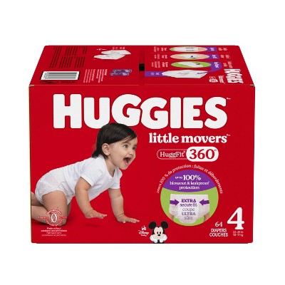 Huggies Little Movers HuggFit 360 Disposable Diapers - Size 4 - 64ct